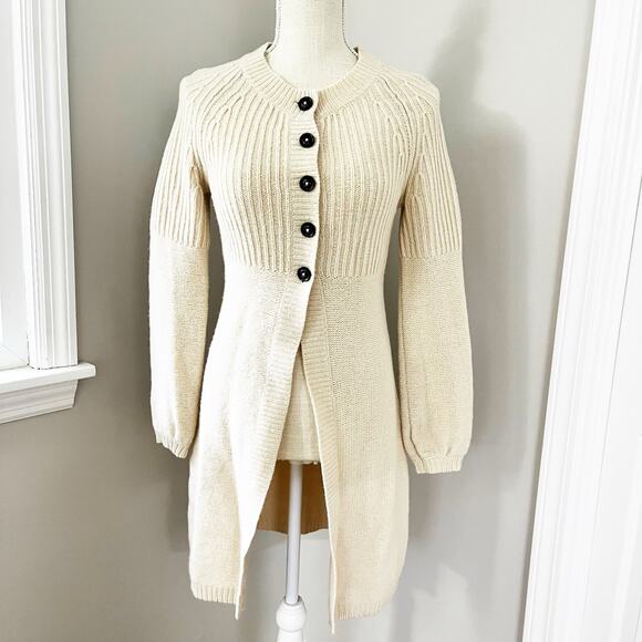 Boden Sweaters - Boden Wool Cream Long Cardigan Sweater